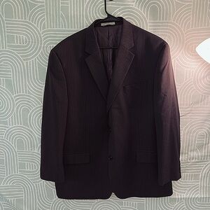 Michael Kors Men’s Suit Jacket Blazer Size 46R Brown Pinstripe Notch Lapel